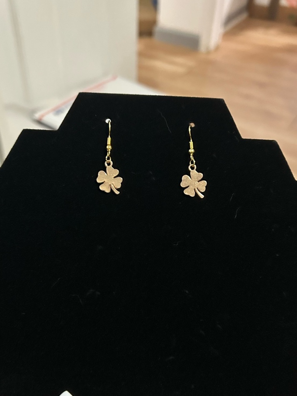 Gold Clover Drop Earrings for Women - Lucky Charm Dangles